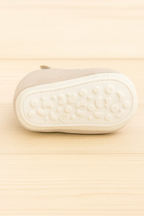 Light Sand & White Baby Sneaker with Velcro Strap